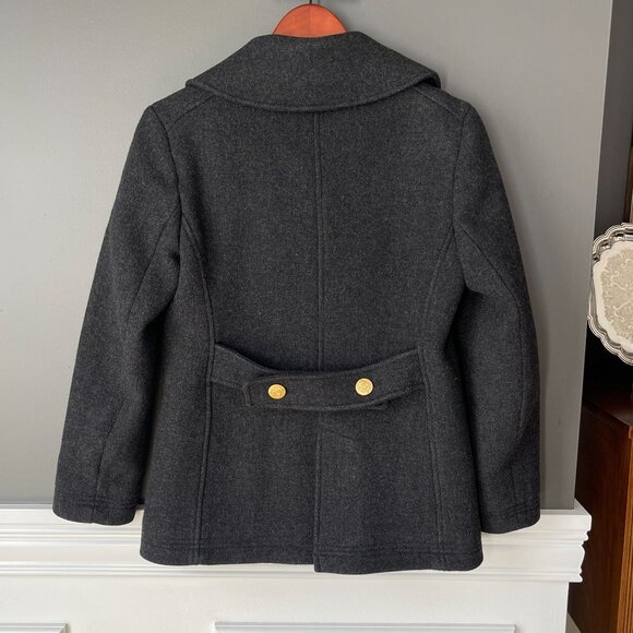J. Crew Stadium Cloth Nello Goir Gray Peacoat Coat Jacket Wool Blend P6 Petite 6 - Picture 3 of 4